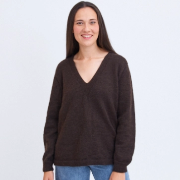 Grand pull laine col V en duvet de yack pour femme